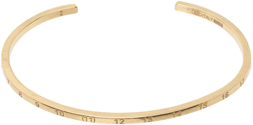 Shop Maison Margiela Gold Numerical Cuff Bracelet In 950 Yellow Gold Plat
