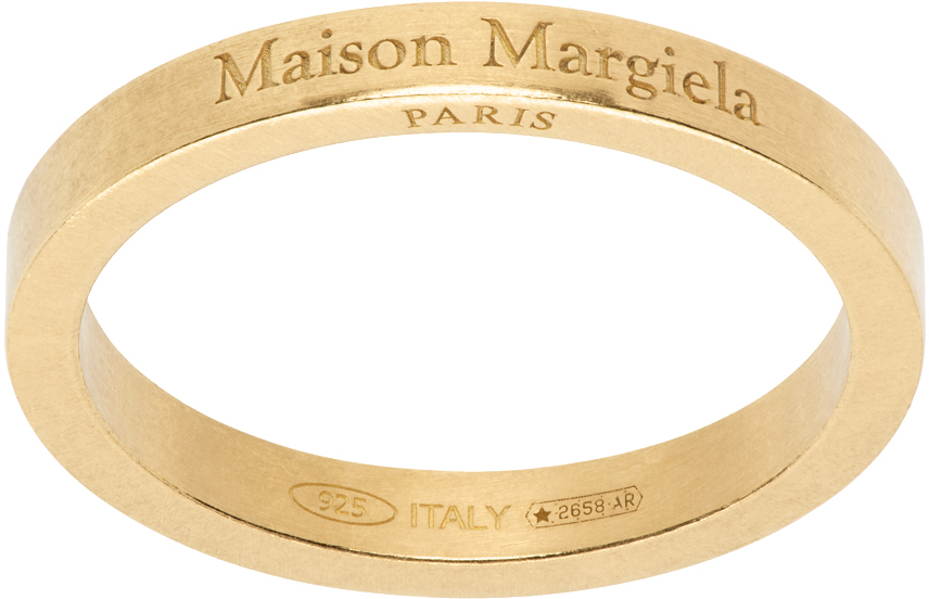 Maison Margiela Gold Logo Ring In 950 Yellow Gold Plat