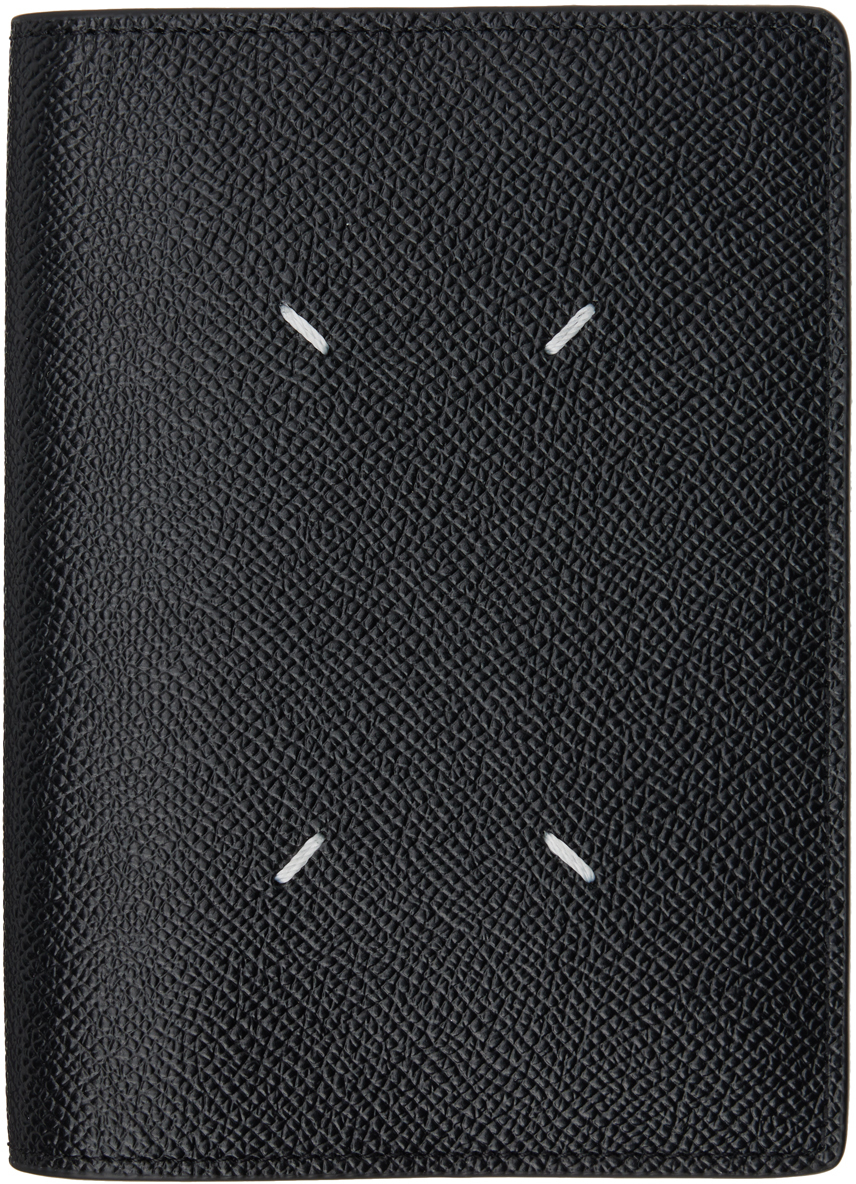 Black Four Stitches Passport Holder