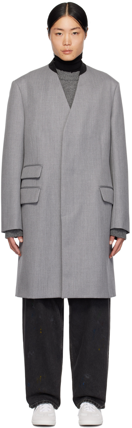 Gray Collarless Coat
