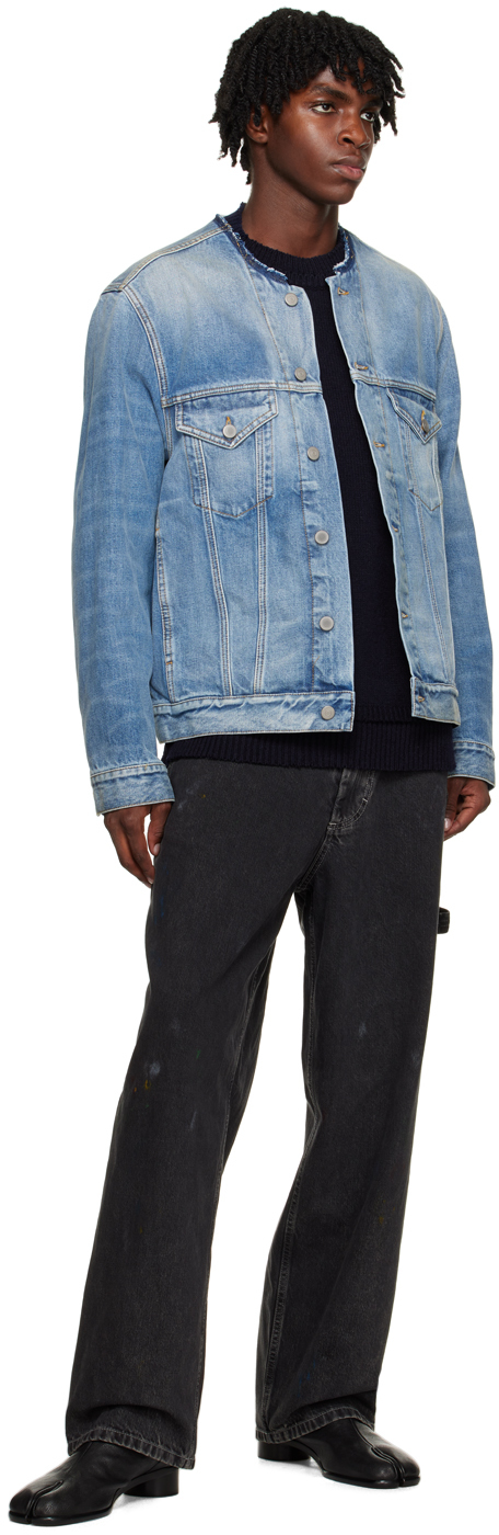 ジャケット・アウター Maison Margiela14 Collarless Jacket Navy MM6 Maison Margiela Collarless Denim Jacket | Blue | FARFETCH CA