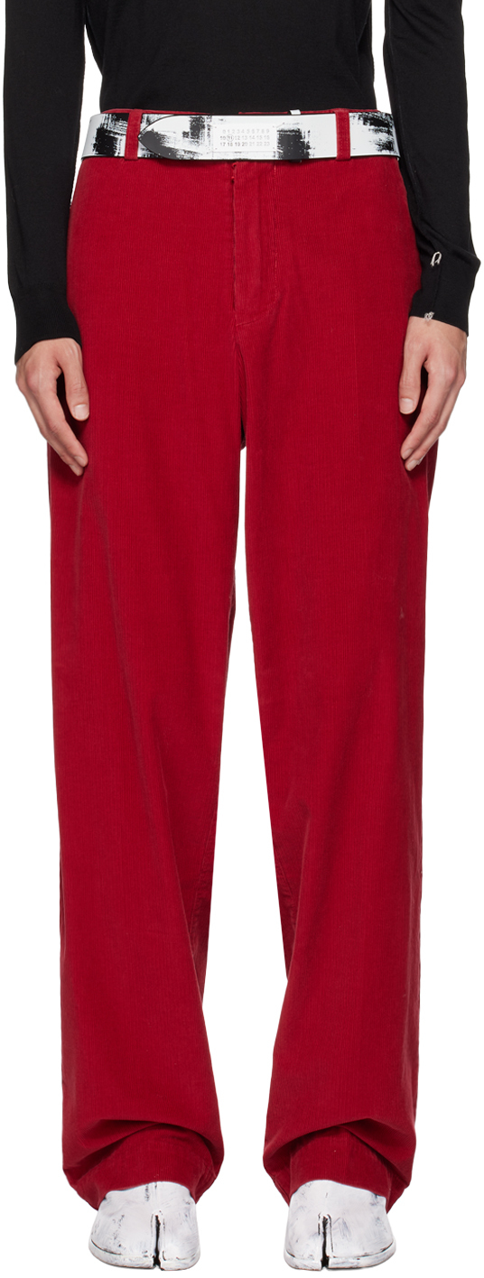 Maison Margiela Corduroy Trousers in Red for Men