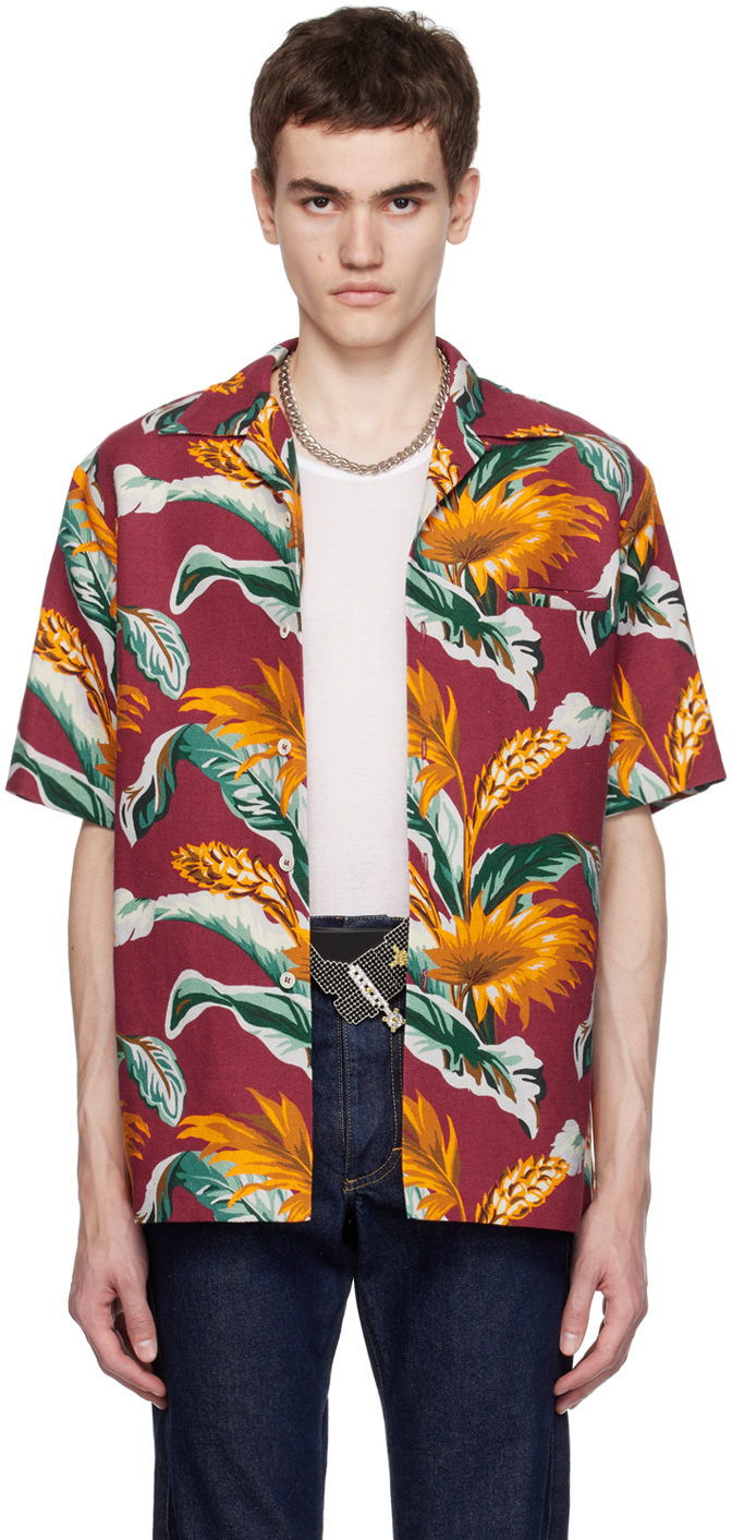 Maison Margiela Red Floral Shirt In 210s Red