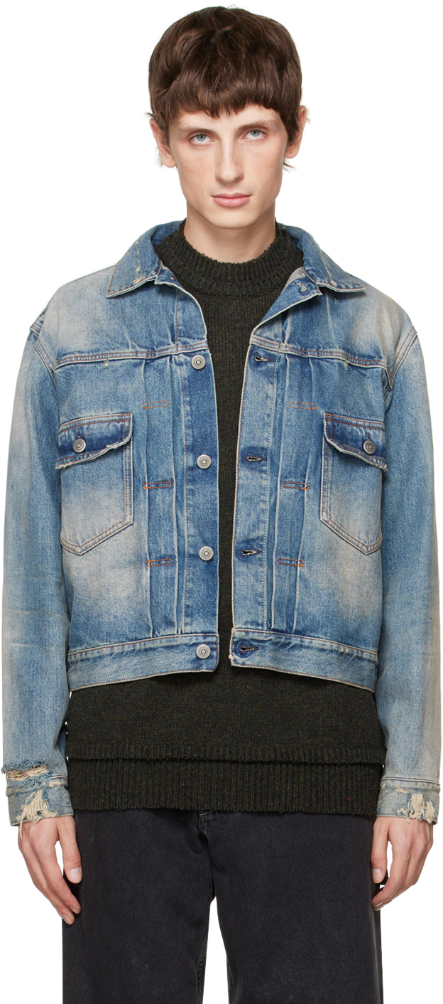 Balmain monogram-jacquard Denim Shirt - Blue