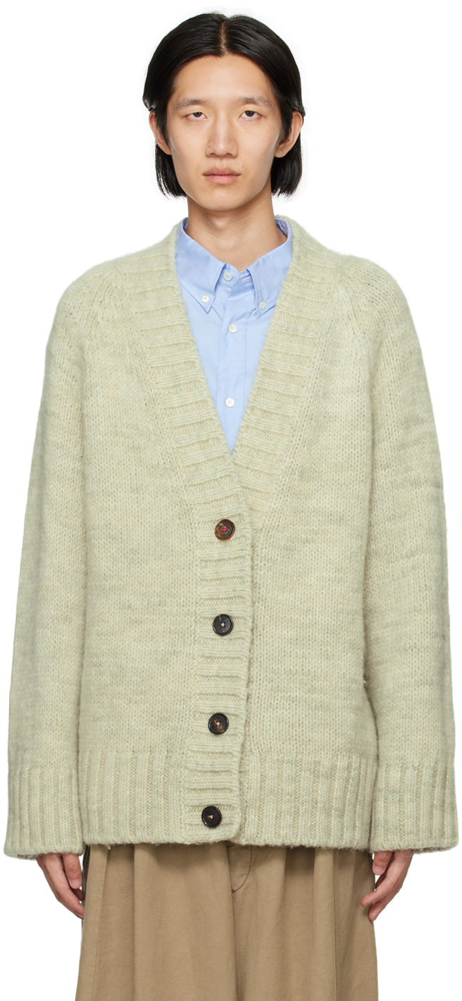 Maison Margiela Green Botanical-Dyed Cardigan