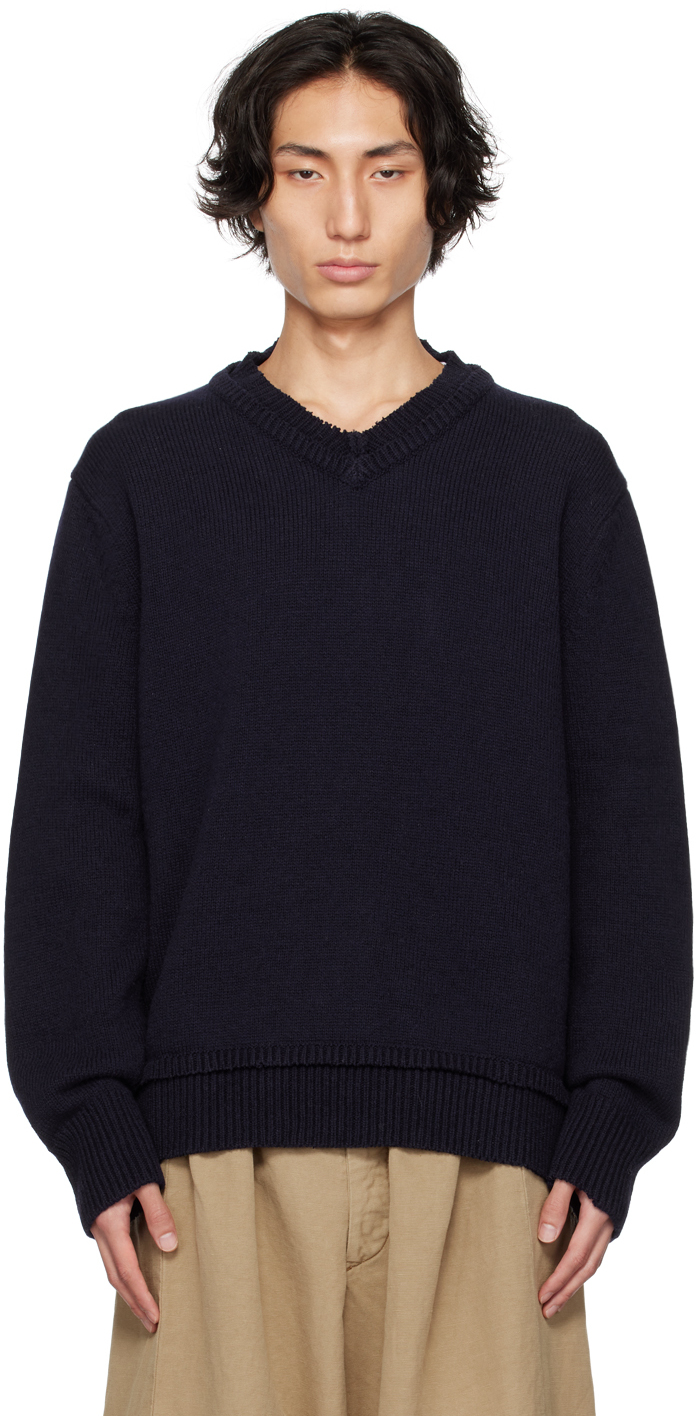 Navy Elbow Patch Sweater