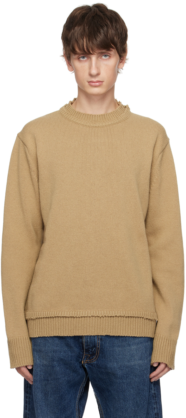 Beige Elbow Patch Sweater