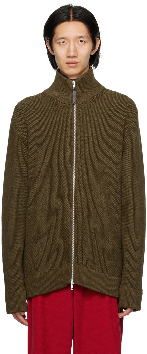 Maison Margiela: Green Zip-Up Sweater | SSENSE