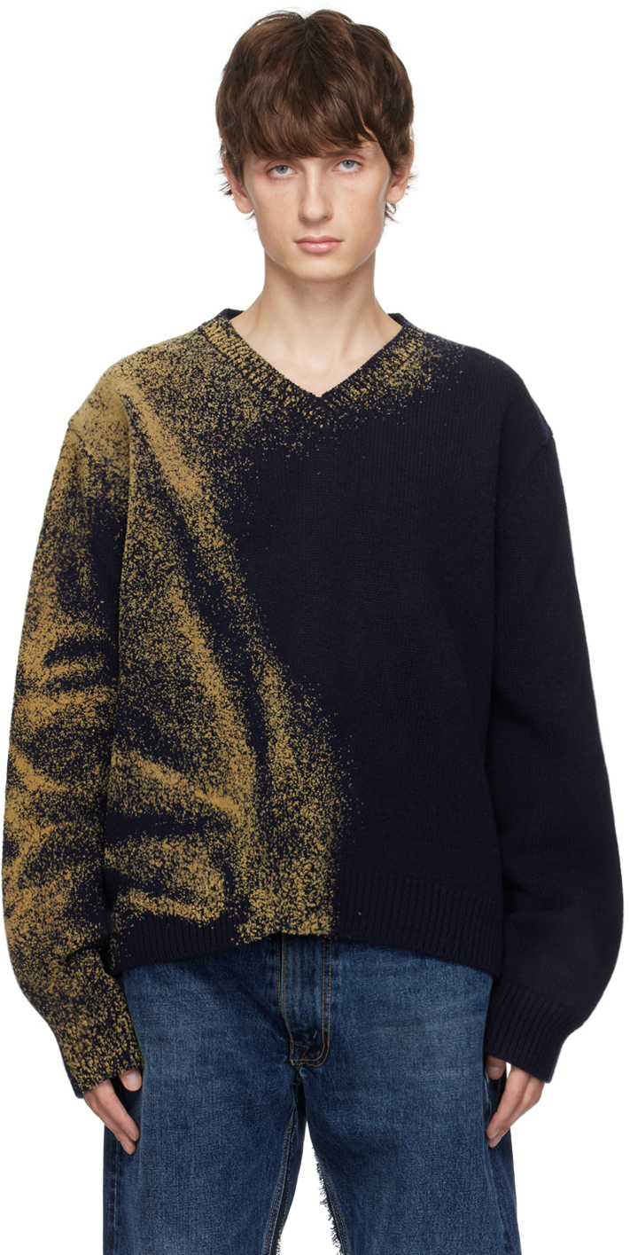 MAISON MARGIELA NAVY FLOCKED SWEATER