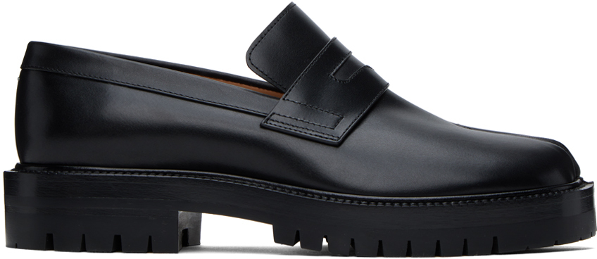 Maison Margiela Black Tabi Loafers In H8396 Black