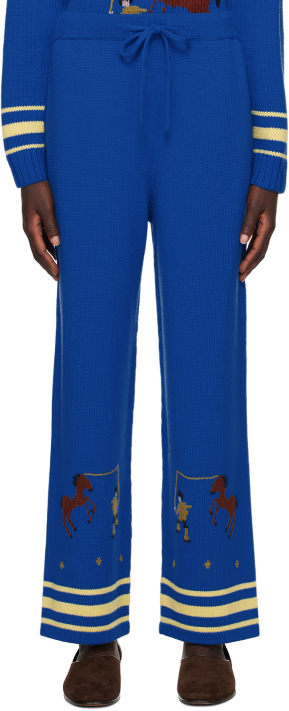Bode Blue Pony Lasso Trousers In Blue Multi
