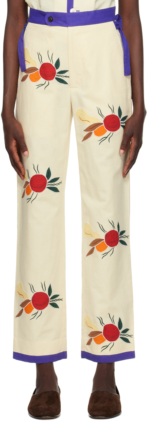 Bode Off-white Fruit Bunch Trousers In White Multi