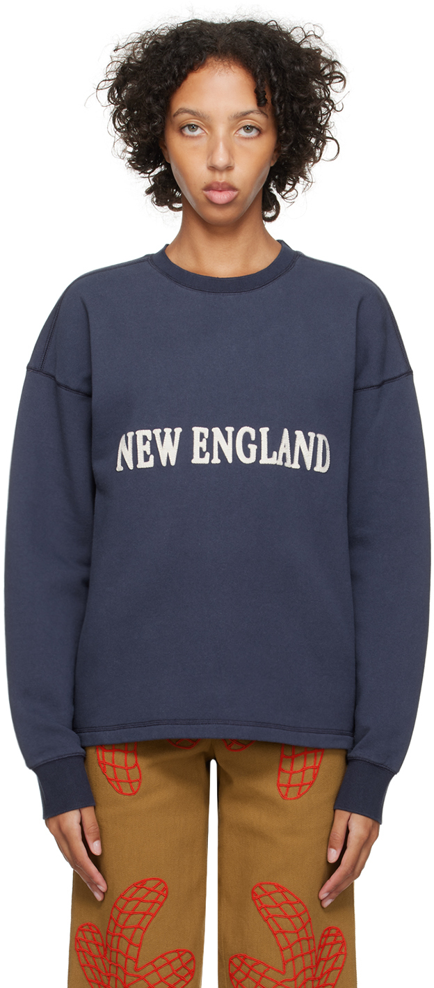Bode Navy 'new England' Sweatshirt