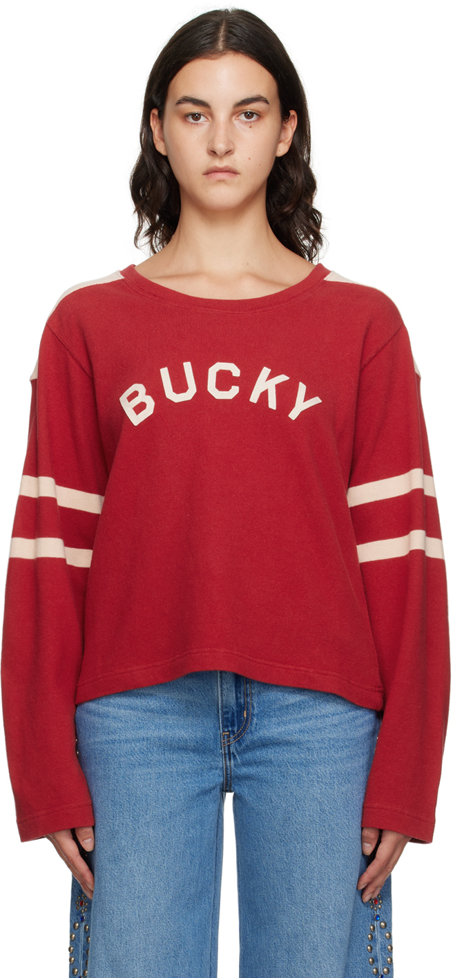 Bode: Red 'Bucky' Sweatshirt | SSENSE