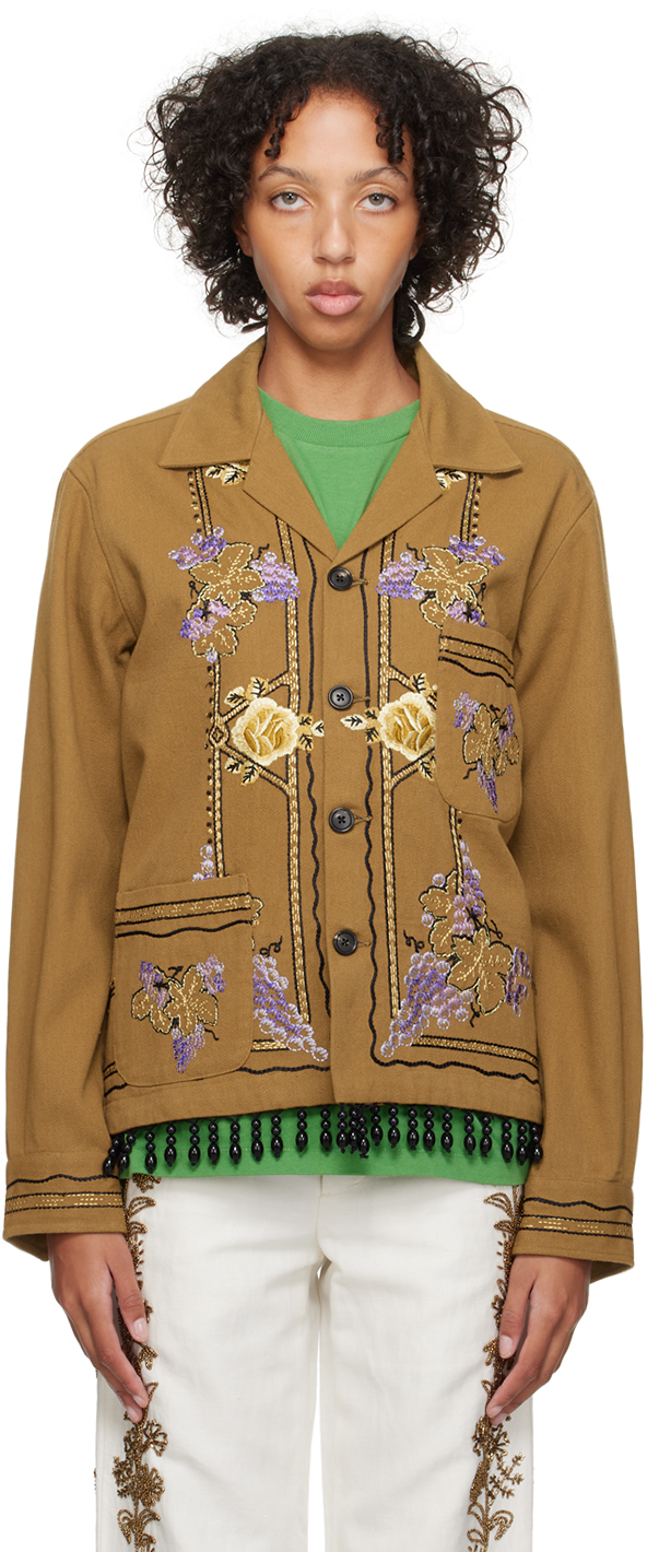 BODE BROWN AUTUMN ROYAL FRINGED SHIRT