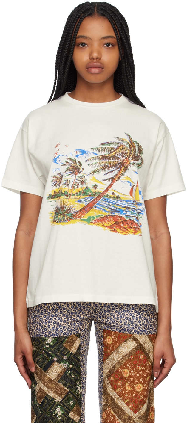 Bode Off-white Island T-shirt In Cream