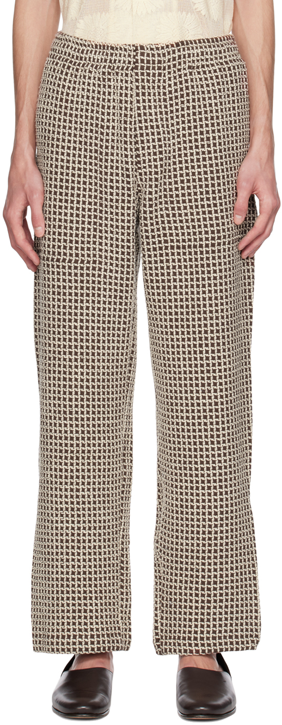 Bode Brown Duo Waffle Trousers In Brcrm Brown Cream