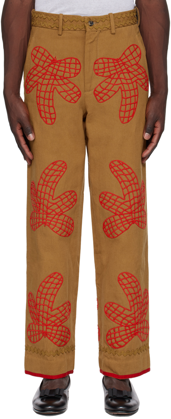 Bode Brown Field Maple Trousers In Brred Brown Red