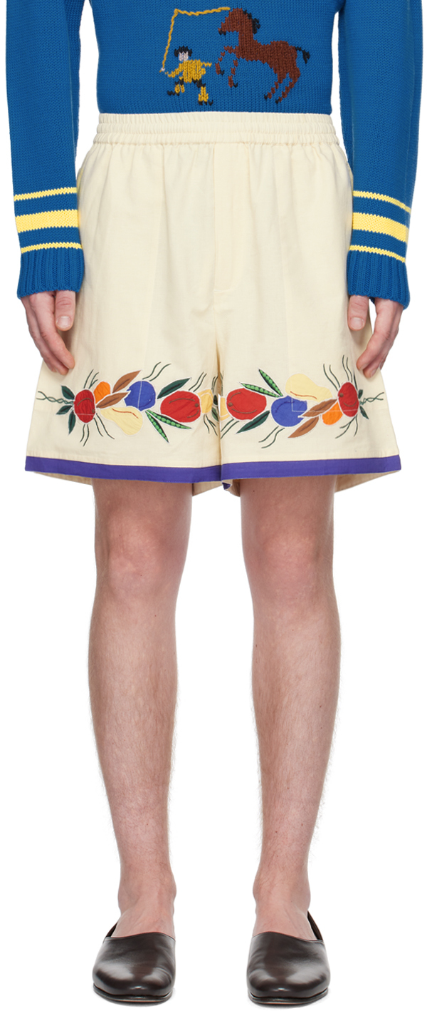 Shop Bode Off-white Fruit Bunch Shorts In Wtmlt White Multi