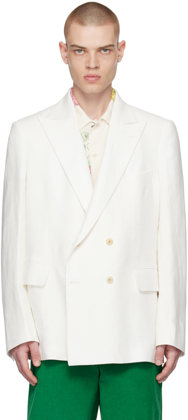 DONDUP KIDS notched-lapels double-breasted blazer - White