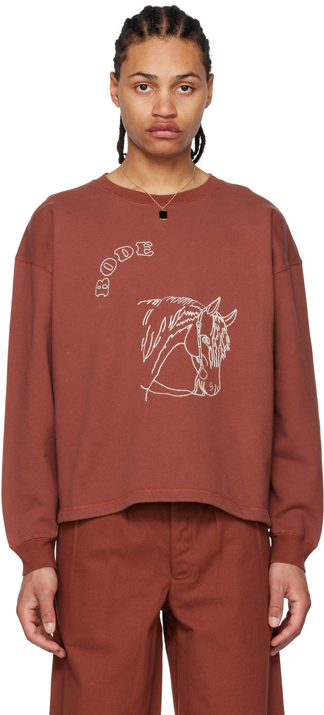 Bode Brown Pony Sweatshirt In Red