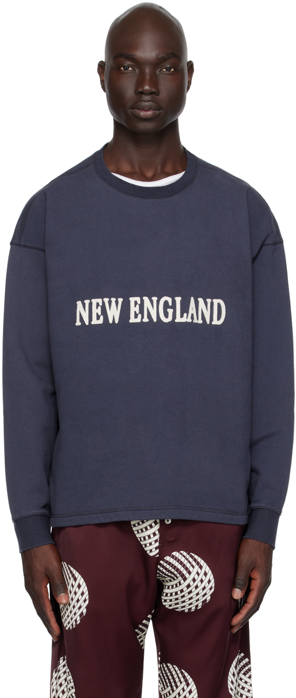 Bode New England Cotton Jersey Sweatshirt In Navy Navy