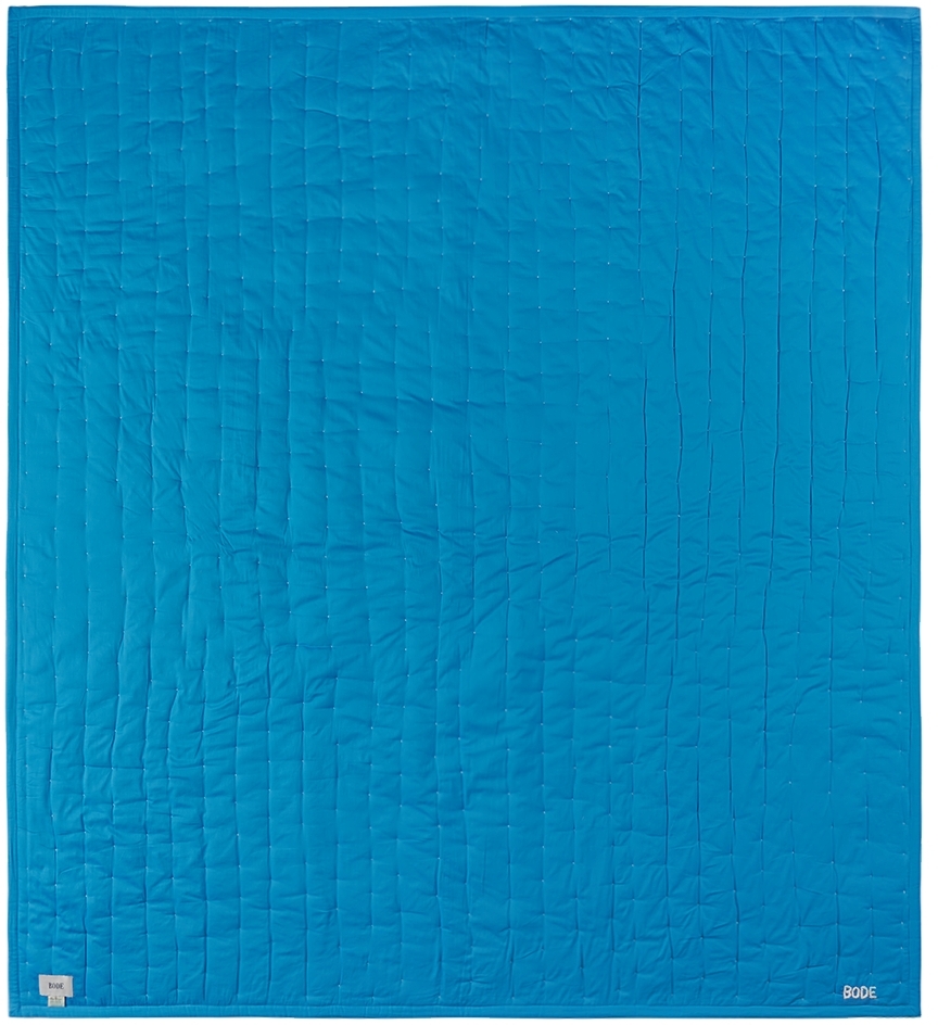 Bode Blue & Off-white Monday Label Quilt In Blcrm Blue Cream