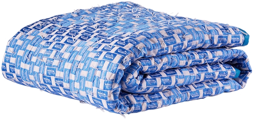 Bode Blue & Off-white Monday Label Quilt In Blcrm Blue Cream