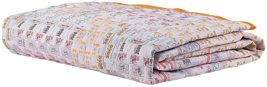 Bode Orange & White Clinton Street Label Quilt In Multi Multi