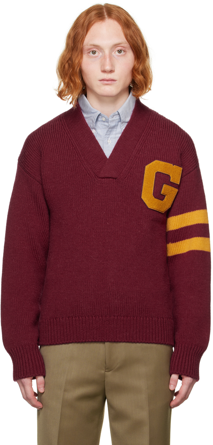 Gant Red Letterman Sweater In 644-red Sshadow