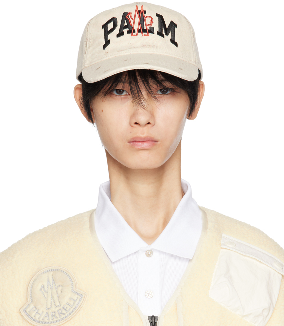 Moncler Genius Moncler X Palm Angels Men's Embroidered Logo Baseball Cap In Snow White