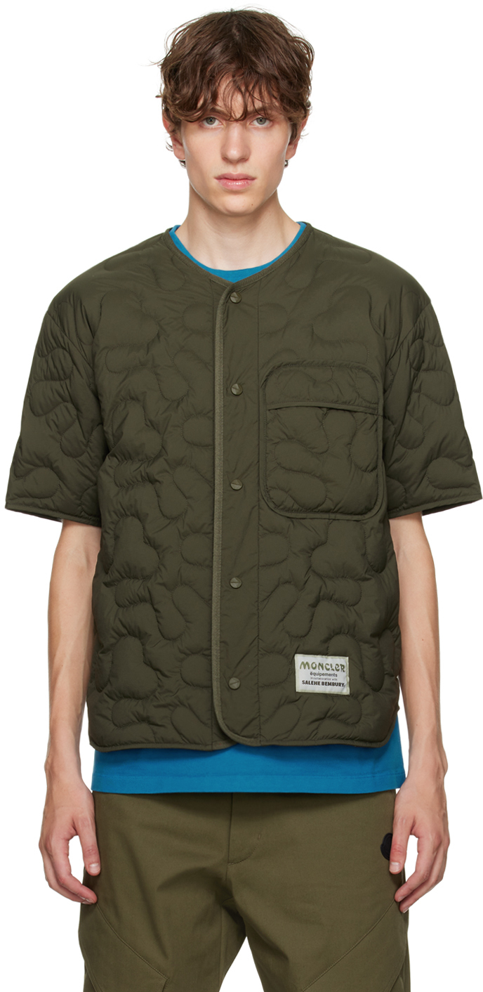 Shop Moncler Genius Moncler X Salehe Bembury Green Press-stud Down Jacket In 83c