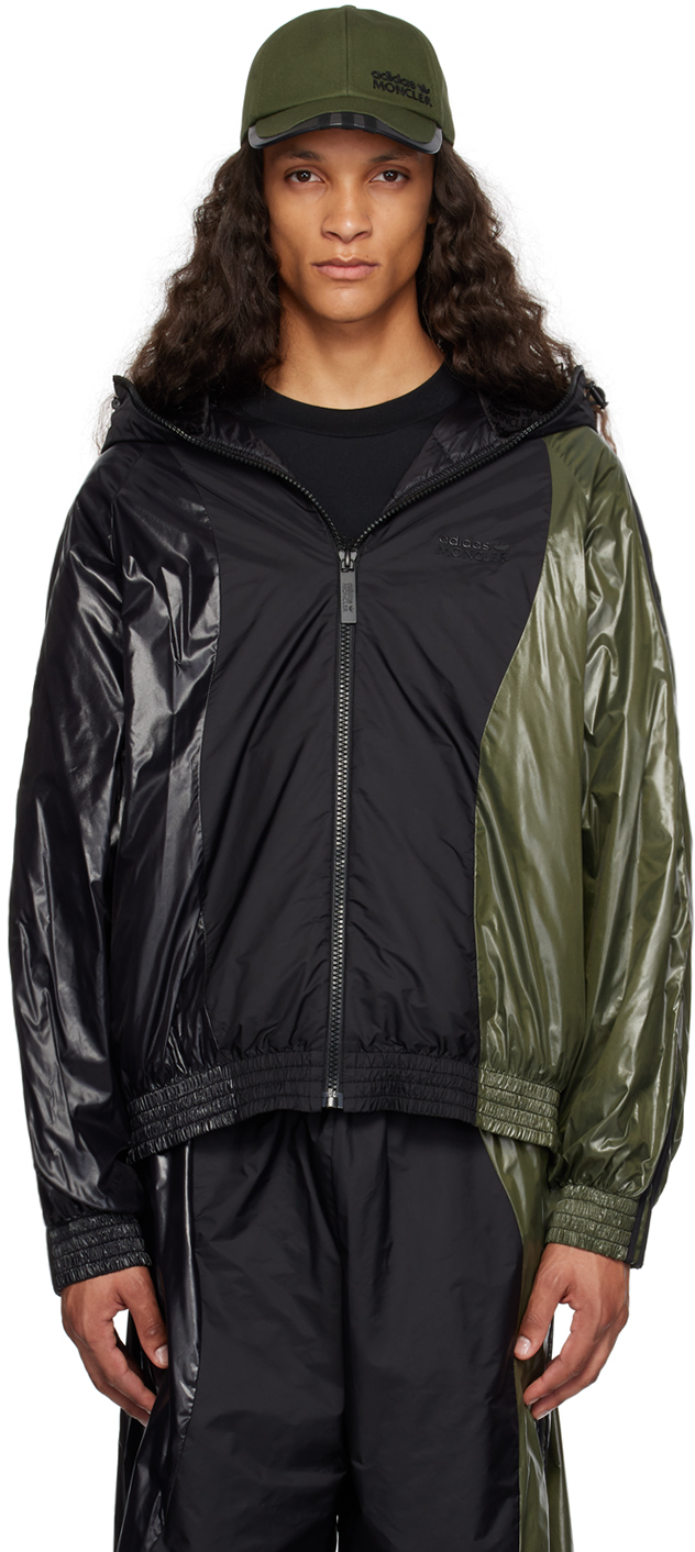 Shop Moncler Genius Moncler X Adidas Originals Black & Khaki Balzers Down Jacket In F98 Olive Black