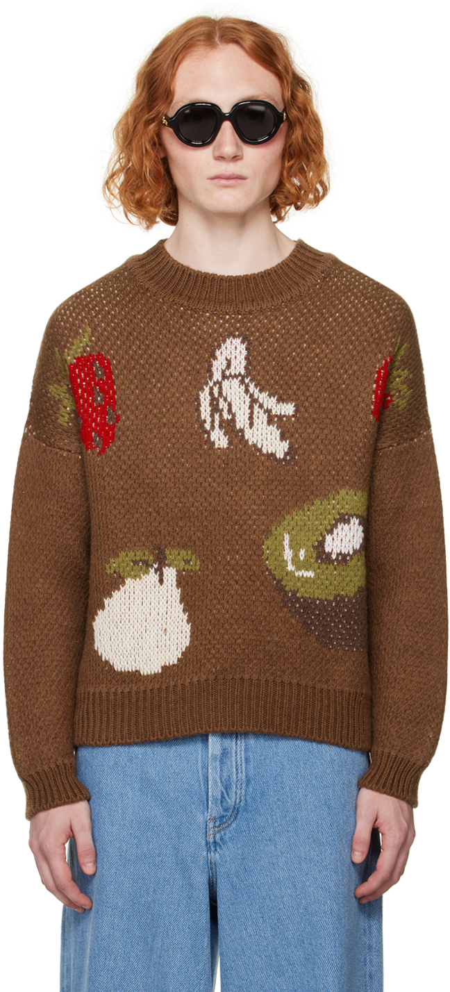 Glass Cypress: Brown Fruit Medley Sweater | SSENSE