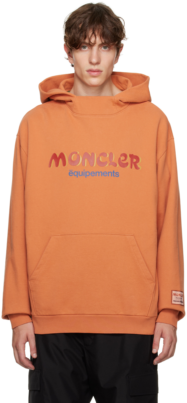 Shop Moncler Genius Moncler X Salehe Bembury Orange Printed Hoodie In Brown