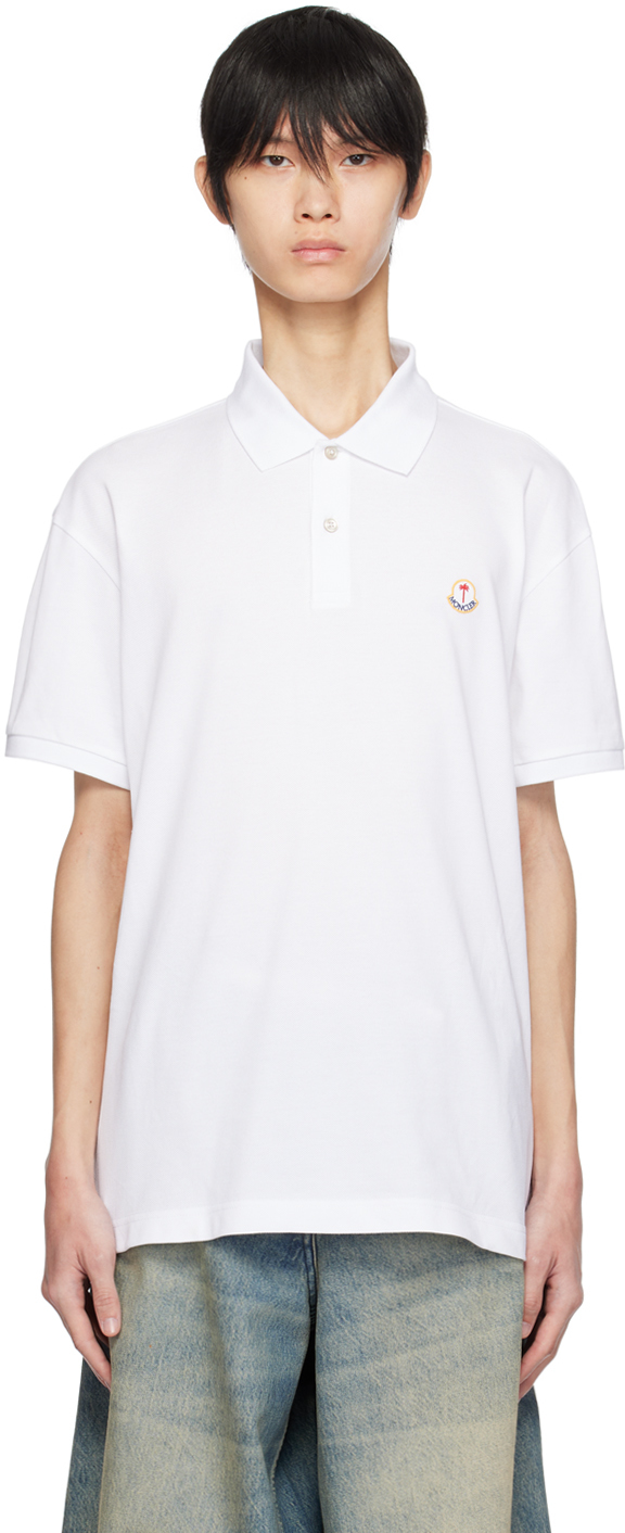Moncler Genius Moncler X Palm Angels Logo Patch Polo Shirt In Optical White