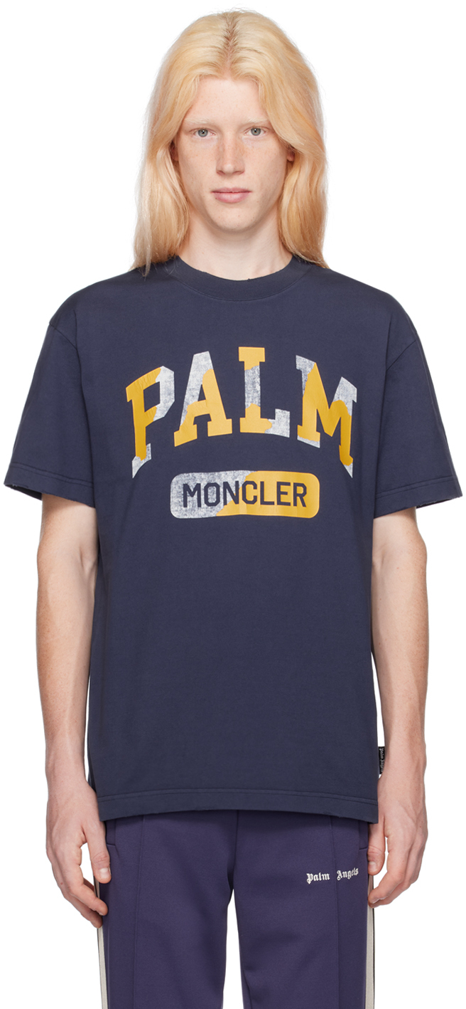 Shop Moncler Genius Moncler X Palm Angels Navy T-shirt