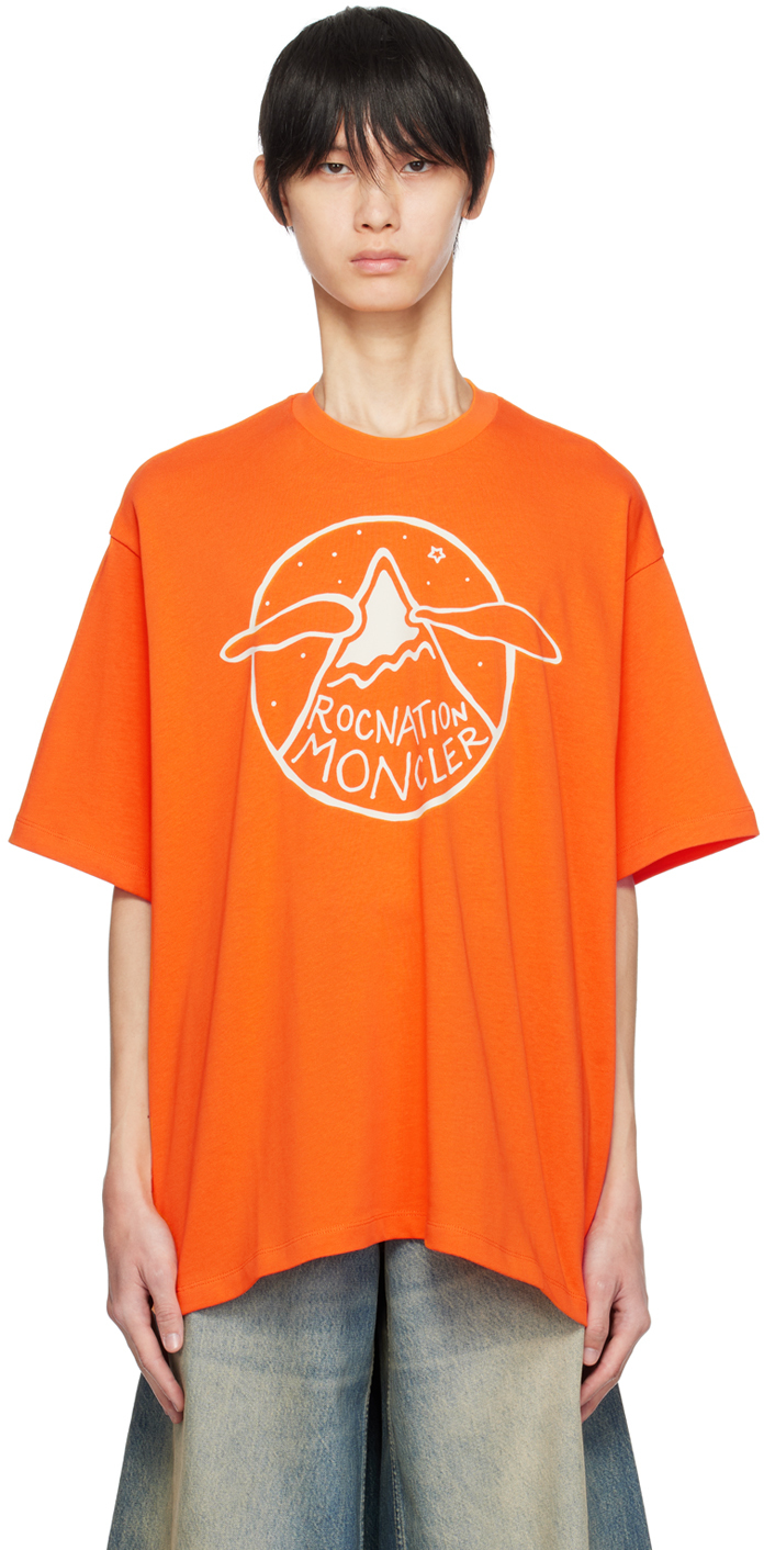 MONCLER　Tシャツ　メンズL　オレンジ　コットン　【200】約54cm袖丈