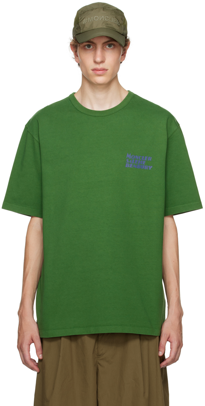 Shop Moncler Genius Moncler X Salehe Bembury Green Printed T-shirt