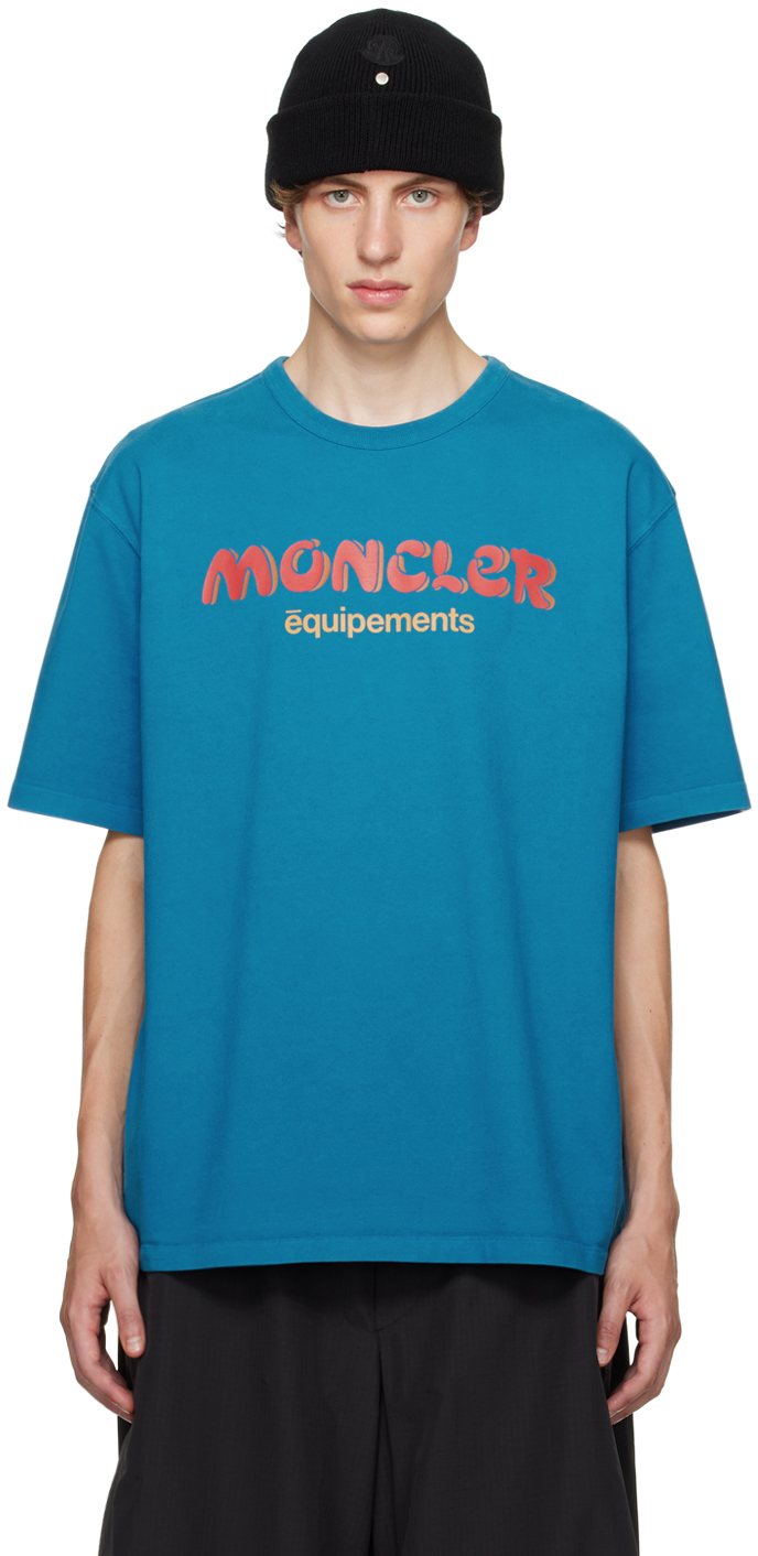 Moncler Genius Moncler Salehe Bembury Blue Printed T-shirt In Navy