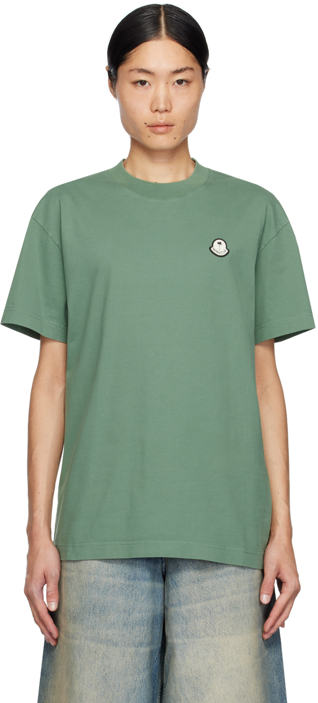 Shop Moncler Genius Moncler X Palm Angels Green T-shirt In 855 Green