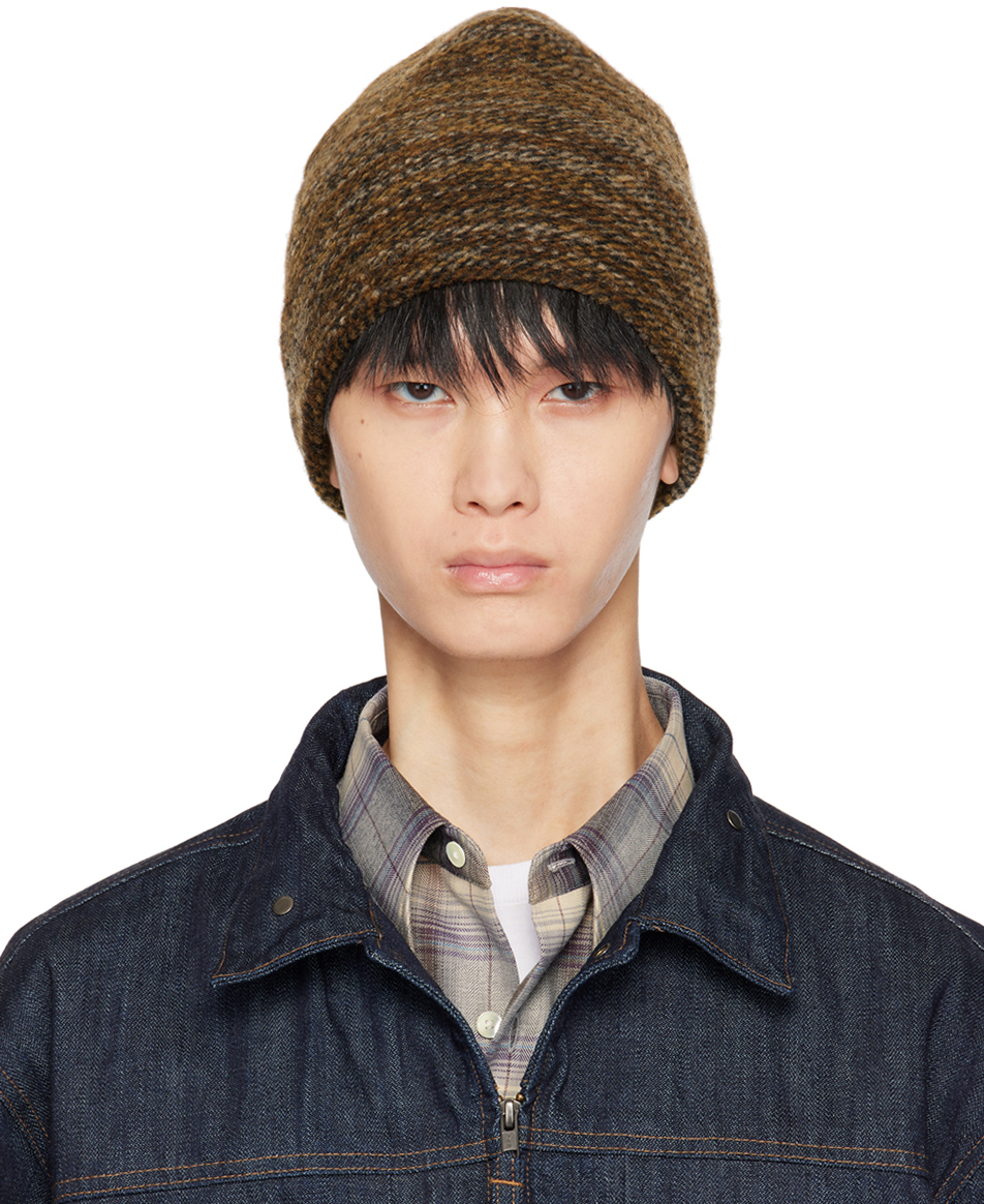 Engineered Garments Brown Melange Knit Beanie In Ps006 A - Brown Poly