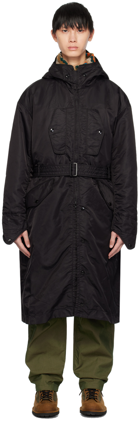 Engineered Garments Black Belted Coat In Ct066 A - Black Flig