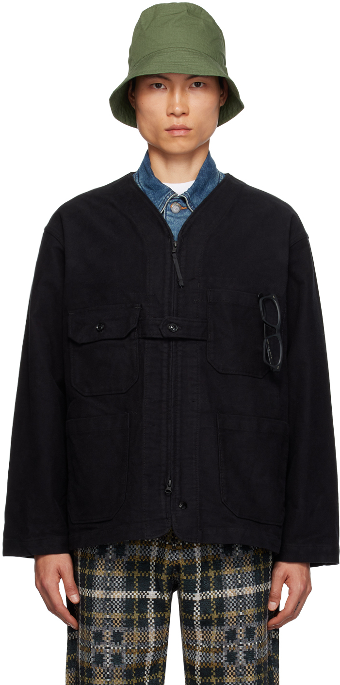 Engineered Garments Black Kangaroo Pocket Jacket In Sd010 A - Black Cott