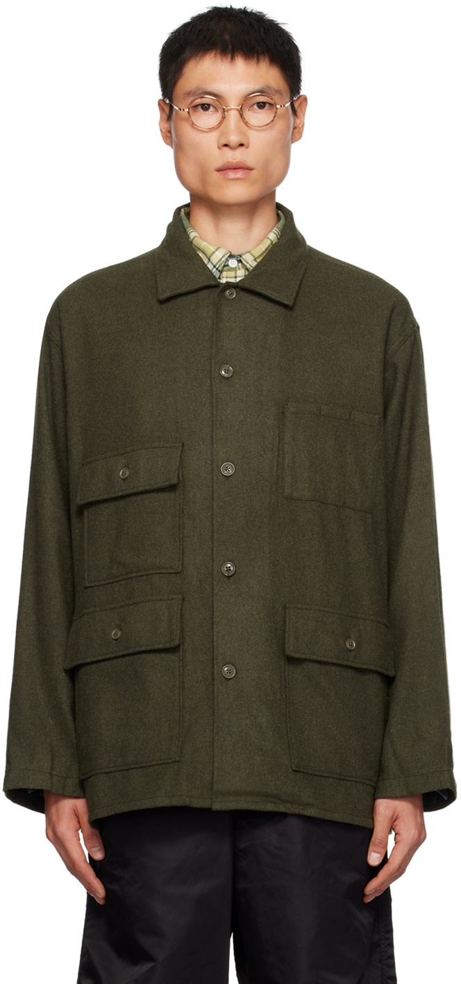 Engineered Garments Green Flap Pockets Jacket In Ip008 C - Olive Soli