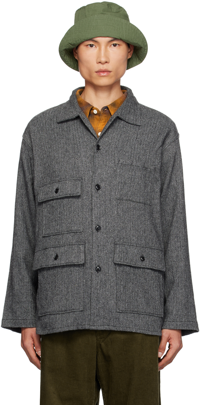 Engineered Garments Grey Herringbone Jacket In Ip002 Grey Poly Wool