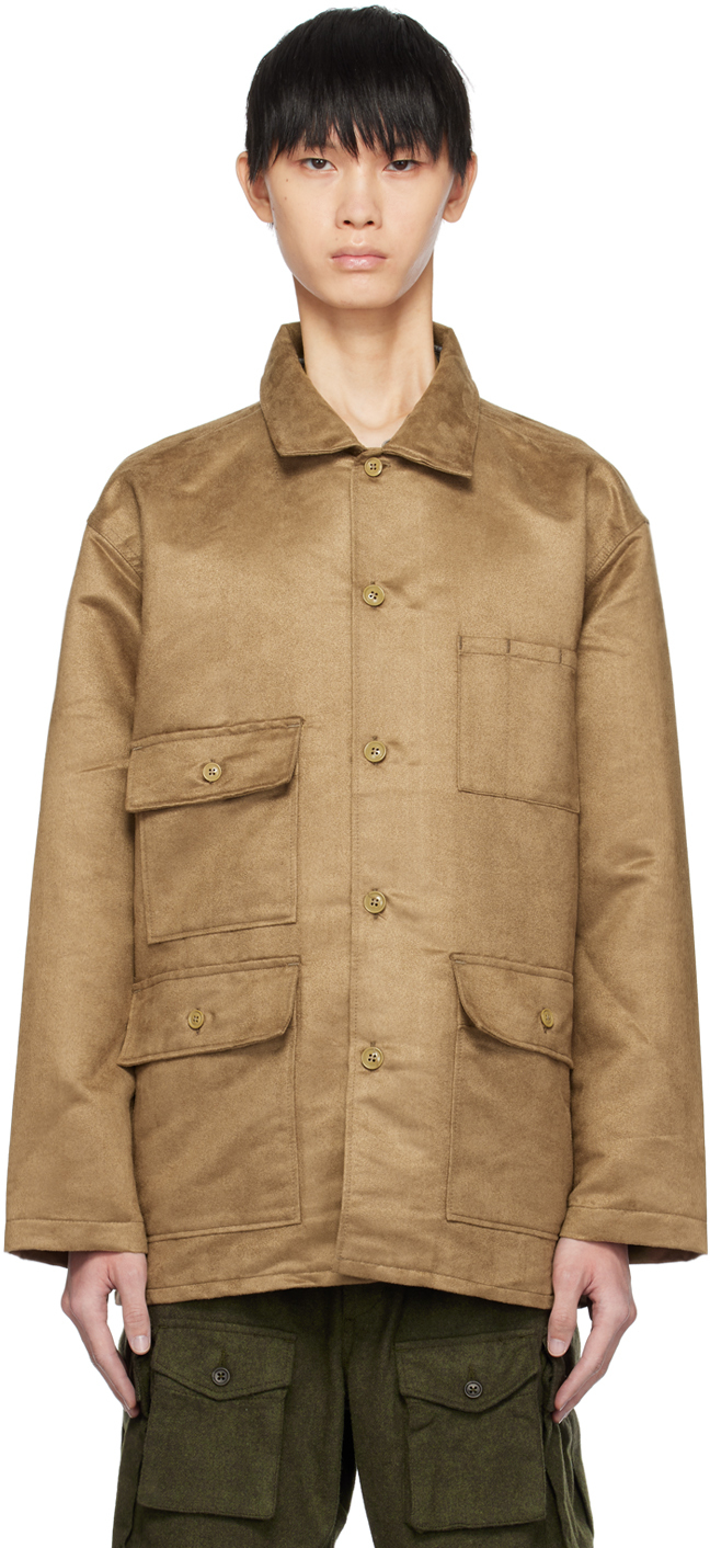 Engineered Garments Khaki Ba Faux-leather Jacket In Ct253 Khaki Polyeste