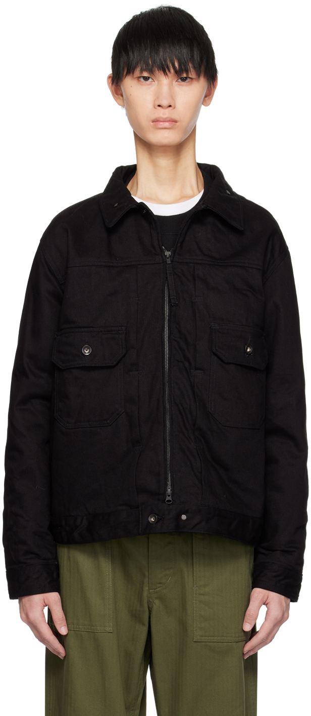 Engineered Garments Black Button Denim Jacket In Nl075 Black Cotton B