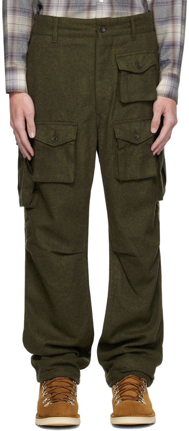 Engineered Garments Green Fa Cargo Trousers In Ip008 C - Olive Soli