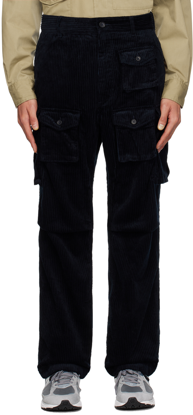 Engineered Garments Navy Bellows Pockets Cargo Trousers In Sd017 A - Dk Navy Co